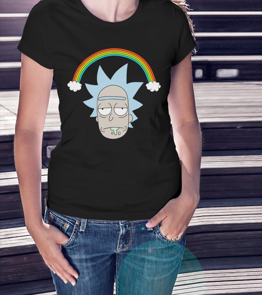 Rick Head With Rainbow And Clouds T-Shirt