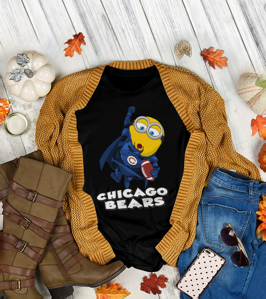 Chicago Bears Minion Football Character With Cape T-Shirt