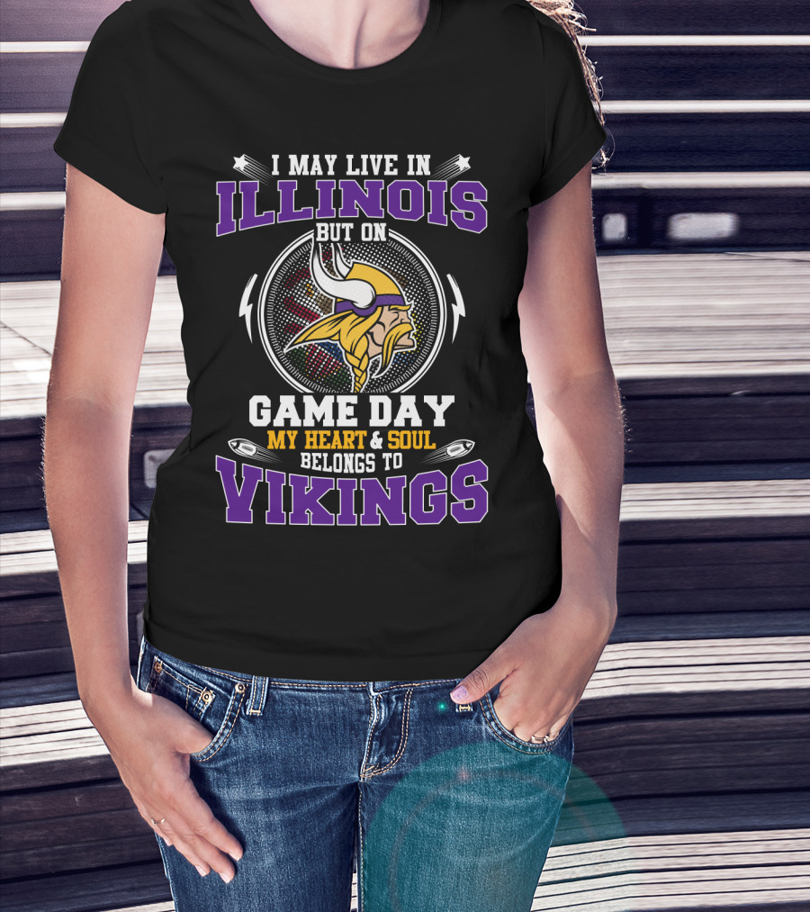 Illinois Game Day My Heart & Soul Belongs To Vikings T-Shirt