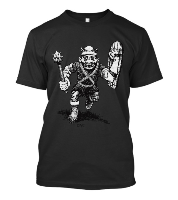 Goblin Charging With Spiked Mace And Shield Drawing T-Shirt