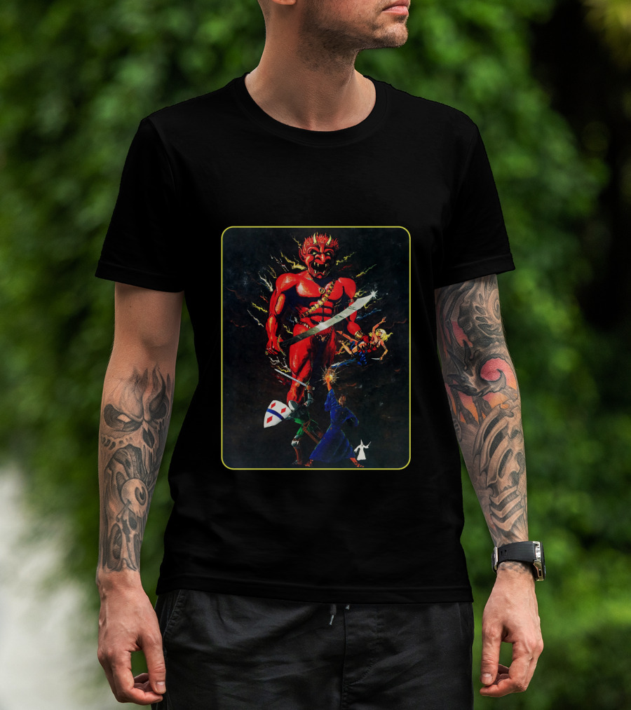 MASTER GUIDE Red Demon Battle Imagery Retro Dungeons Concept T-Shirt