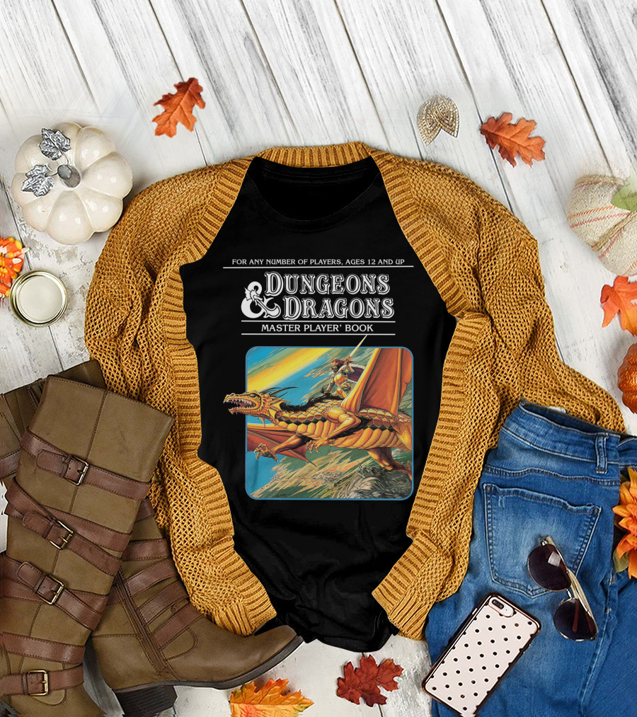 Dungeons and Dragons Master Player Book Vintage Dragon Rider Adventure T-Shirt