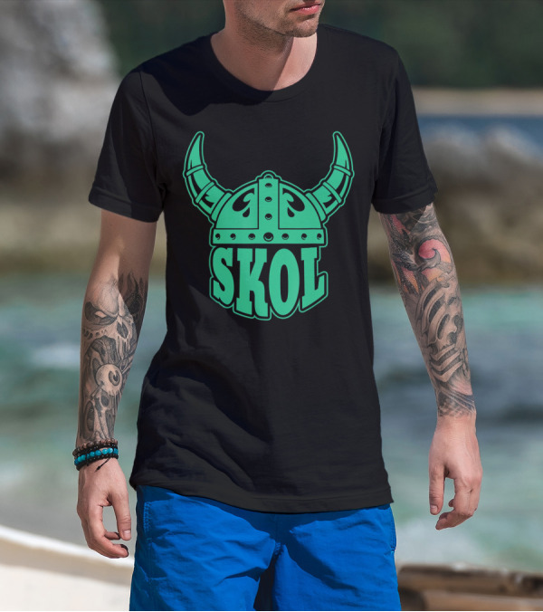 Skol Viking Helmet Nordic Symbols Vikings T-Shirt