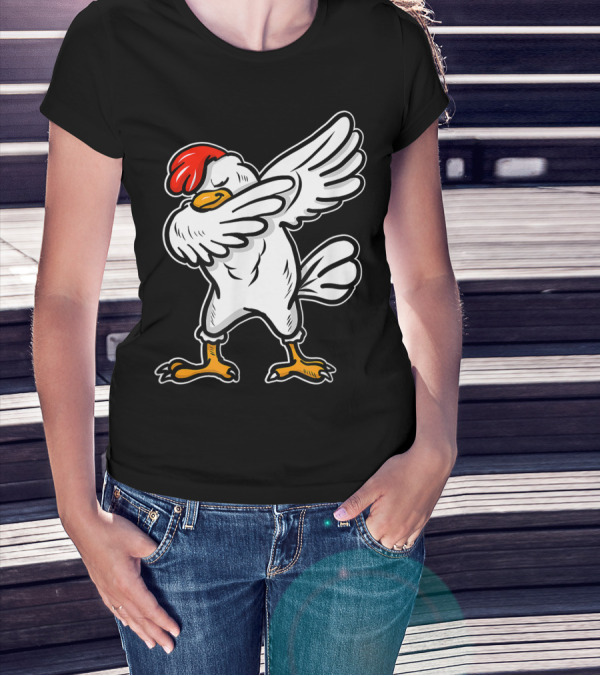Dabbing Chicken Icon With Red Comb And White Feathers T-Shirt