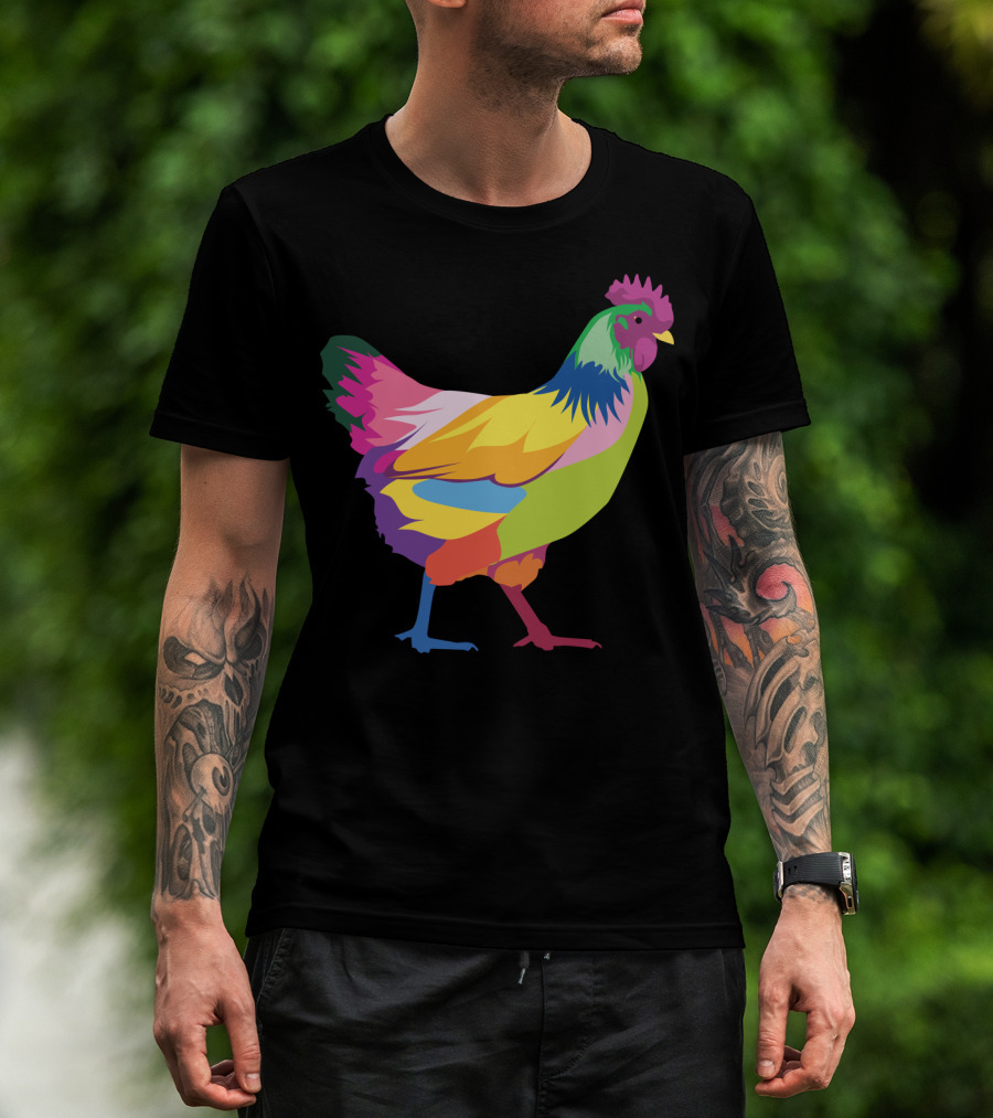 Colorful Rainbow Chicken Hen For Mama T-Shirt