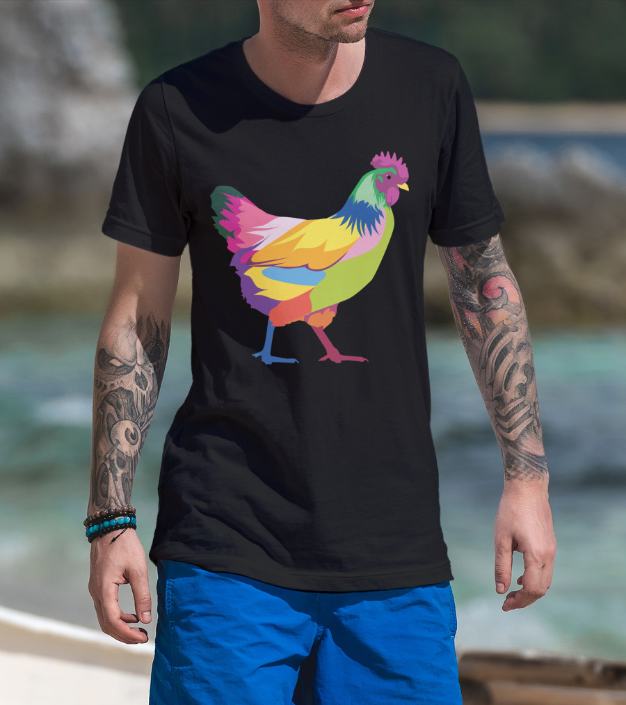 Colorful Rainbow Chicken Hen For Mama T-Shirt