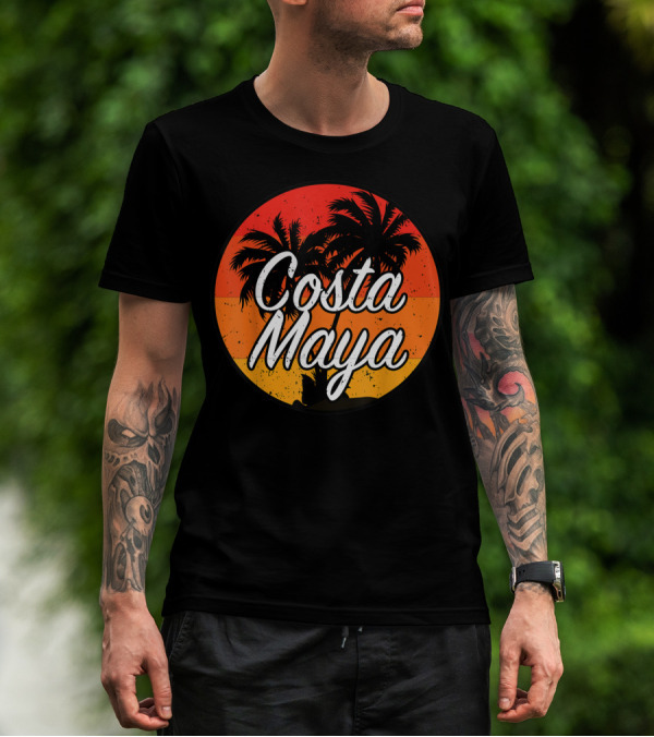 Costa Maya Mexico Vintage Sunset Palm Trees T-Shirt