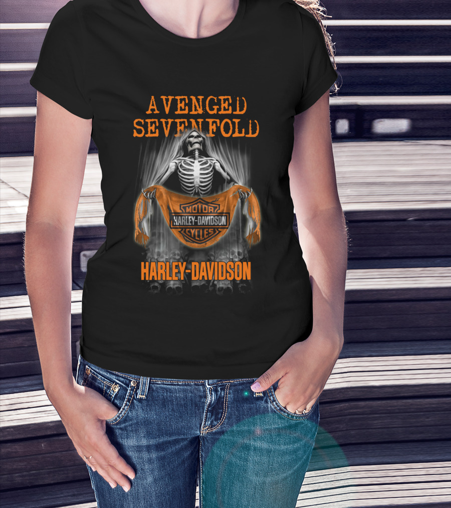 Avenged Sevenfold Harley Davidson Skeleton Motorcycles T-Shirt