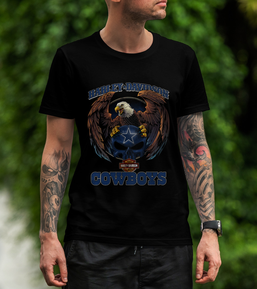 Harley Davidson Motor Cowboys Eagle Skull Dallas T-Shirt