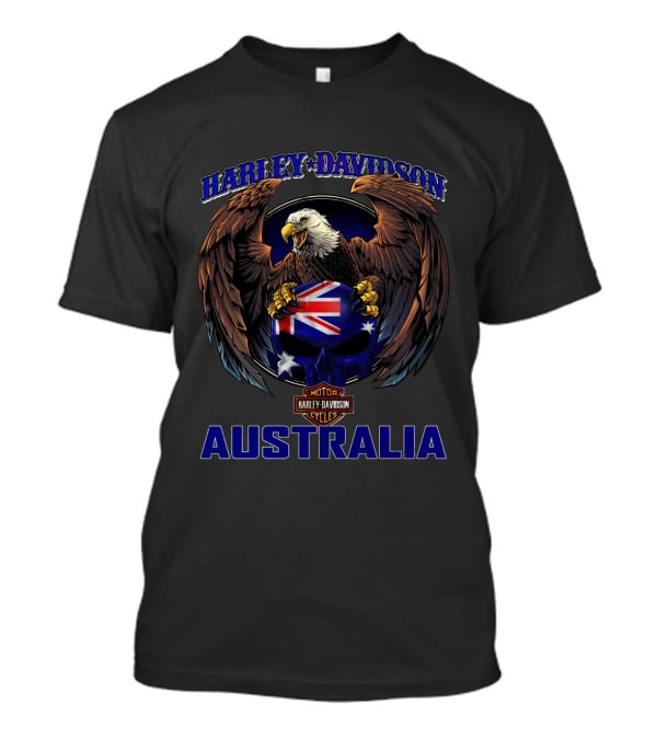 Harley Davidson Australia Motorcycles Eagle Flag T-Shirt