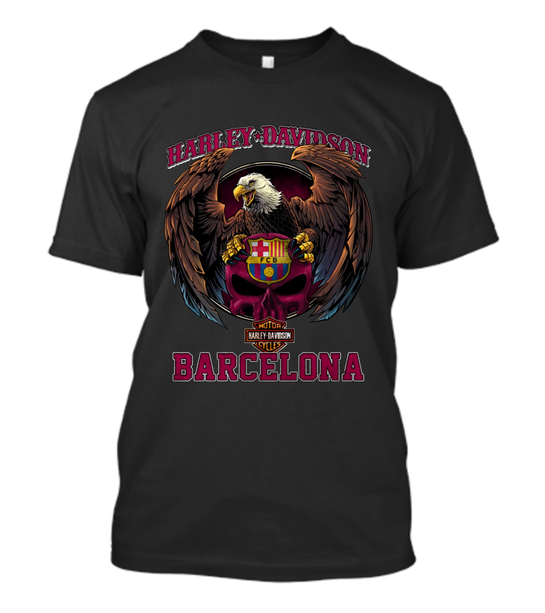Harley Davidson Barcelona Eagle Fcb Shield Motorcycle Cycles T-Shirt