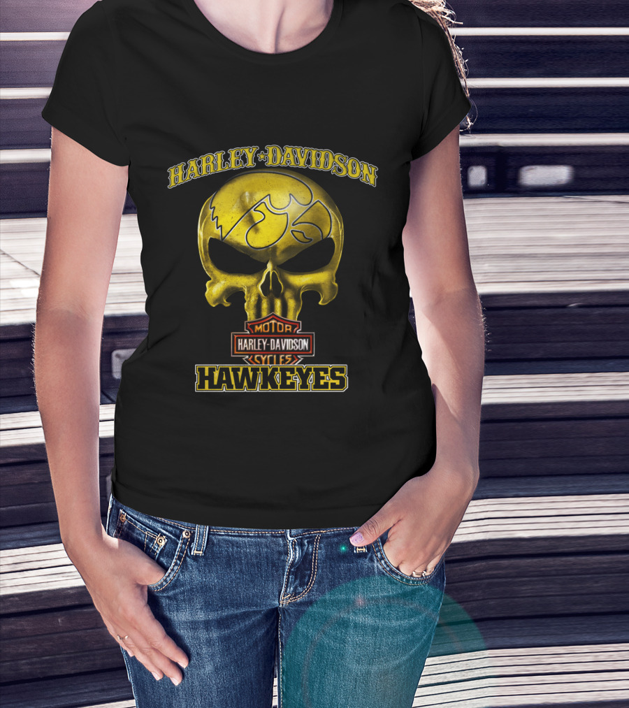 Harley Davidson Iowa Hawkeyes Skull T-Shirt