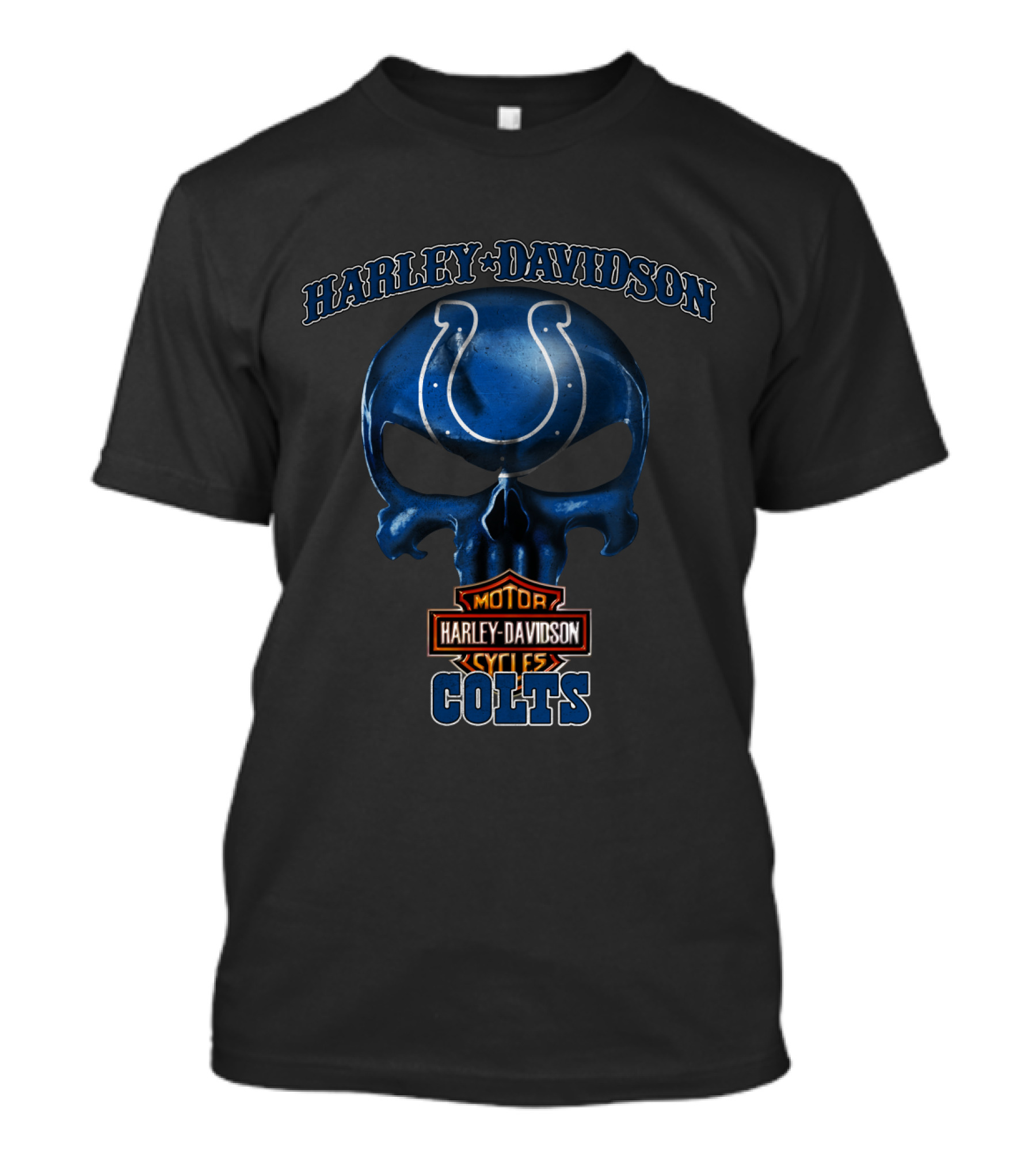 Harley Davidson Skull Nfl Indianapolis Colts Motorcycle Cycles T-Shirt