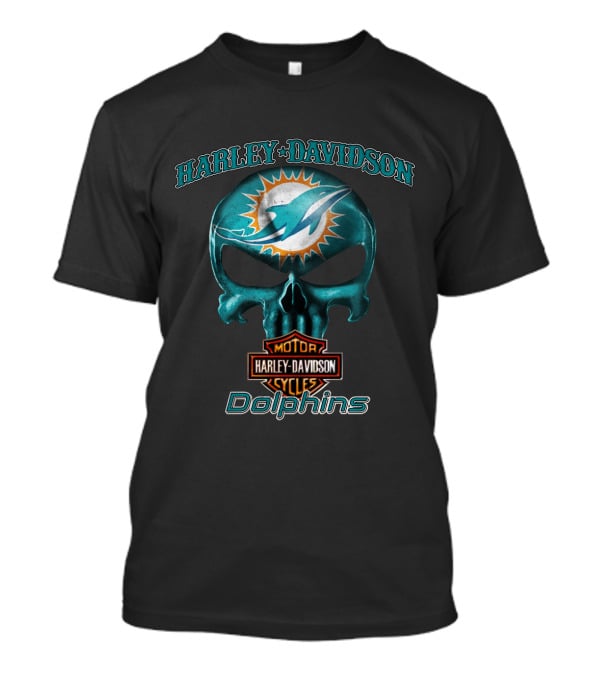 Harley Davidson Skull Miami Dolphins Nfl T-Shirt