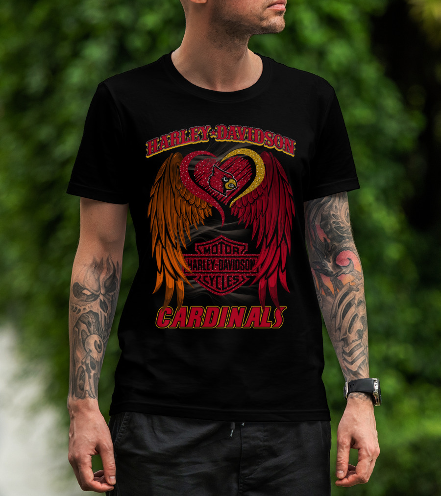 Harley Davidson Ncaa Louisville Cardinals Winged Heart T-Shirt