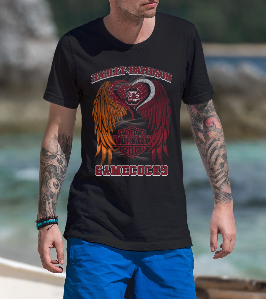 Harley Davidson South Carolina Gamecocks Motorcycles Wings T-Shirt