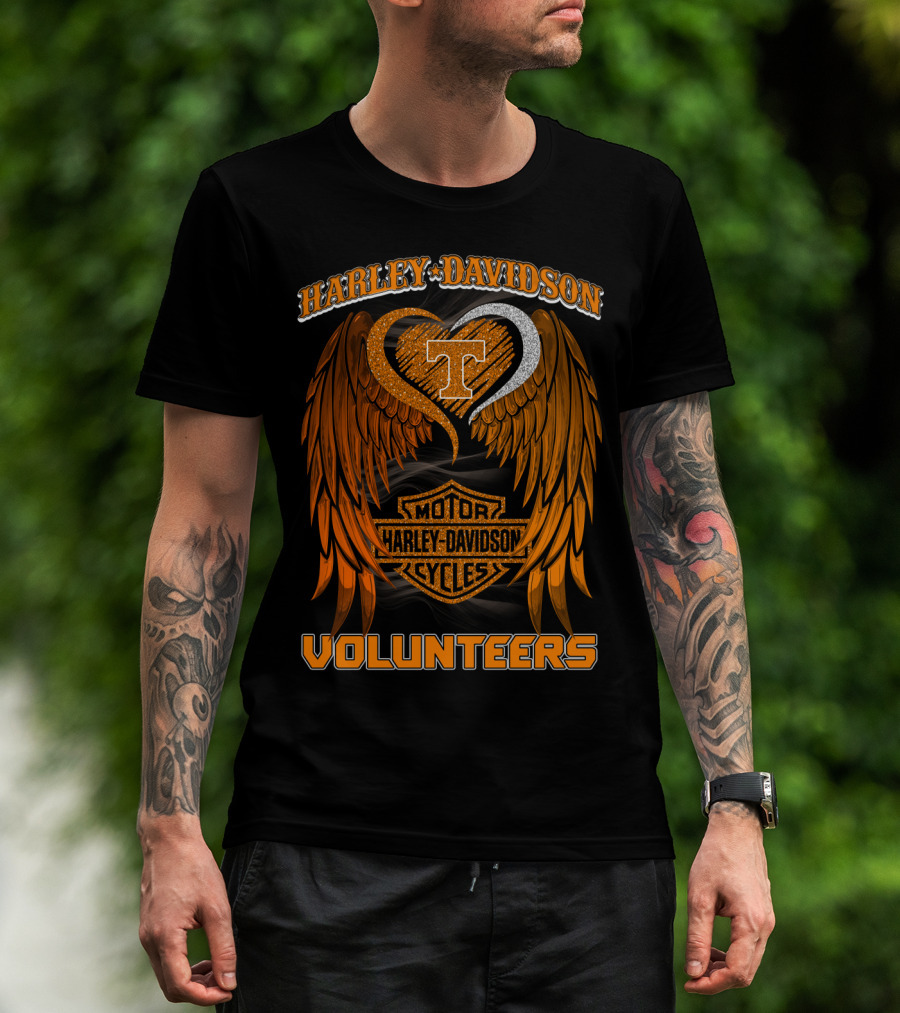 Harley Davidson Motor Cycles Tennessee Volunteers Wings T-Shirt