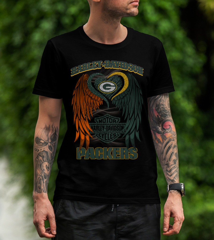 Harley Davidson Packers Motor Cycles Green Bay Nfl Hd2805 T-Shirt