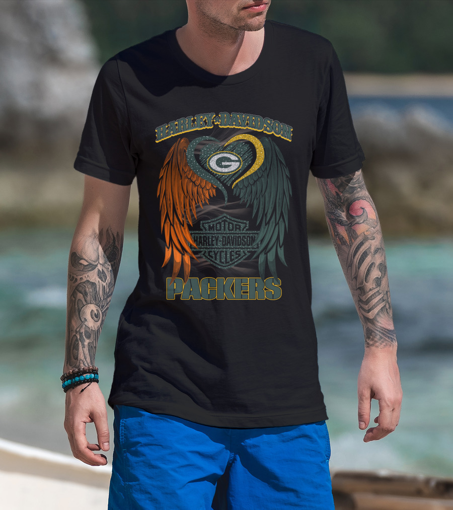 Harley Davidson Packers Motor Cycles Green Bay Nfl Hd2805 T-Shirt