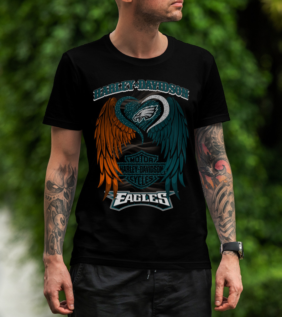 Harley Davidson Philadelphia Eagles Motor Cycles Nfl T-Shirt