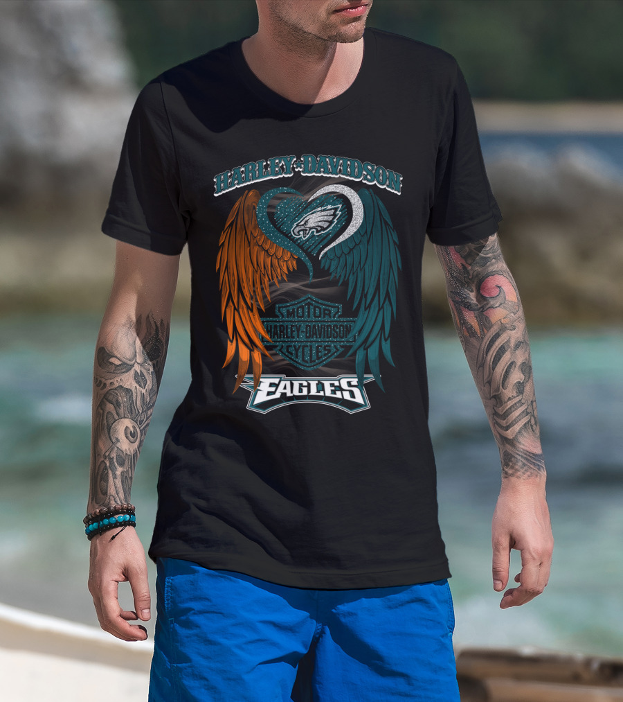 Harley Davidson Philadelphia Eagles Motor Cycles Nfl T-Shirt