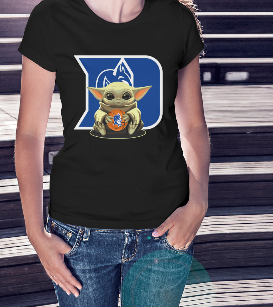 Baby Yoda Basketball With Duke Blue Devils T-Shirt