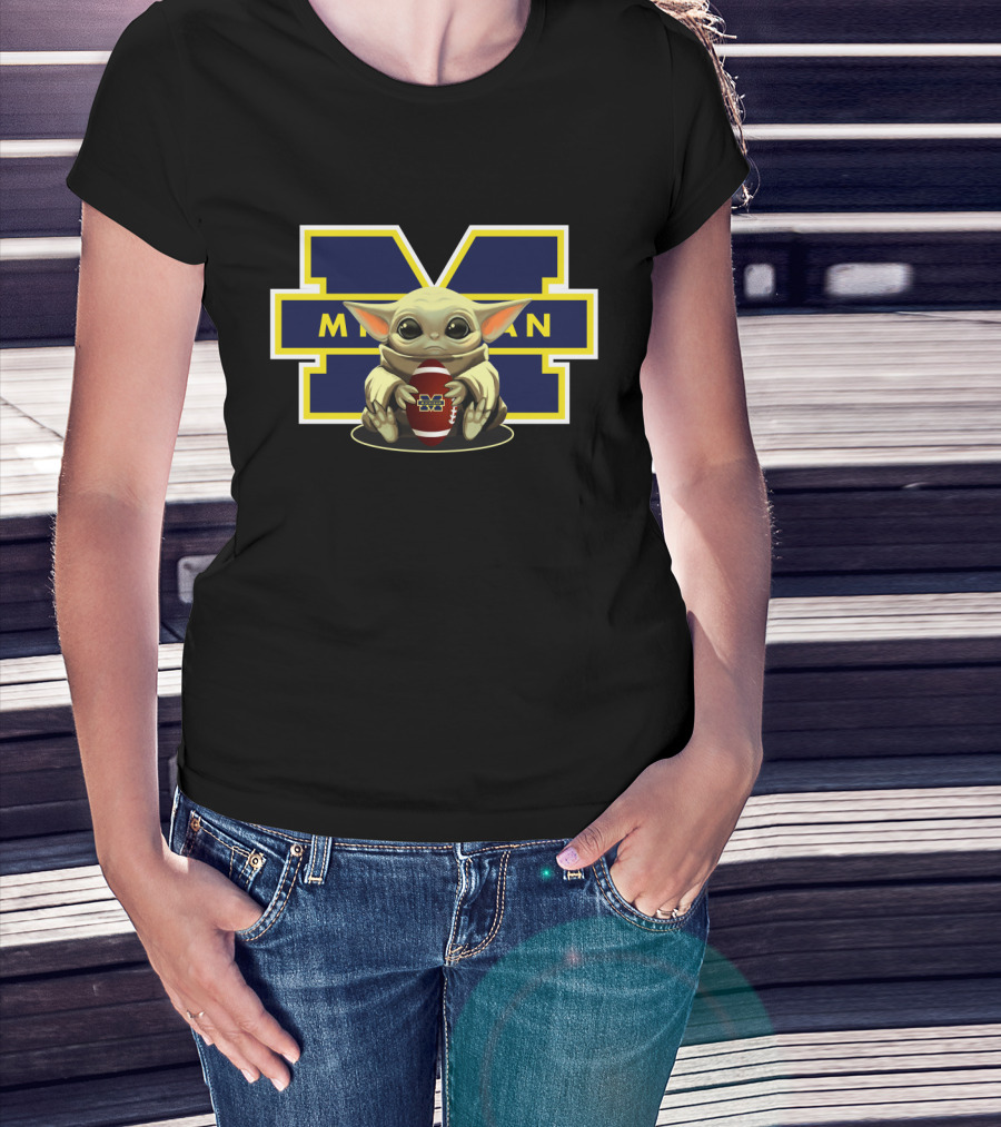 Michigan Baby Yoda Wolverine Football T-Shirt