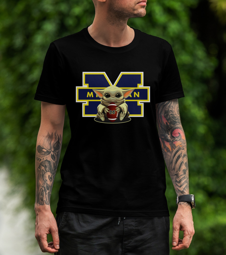 Michigan Baby Yoda Wolverine Football T-Shirt