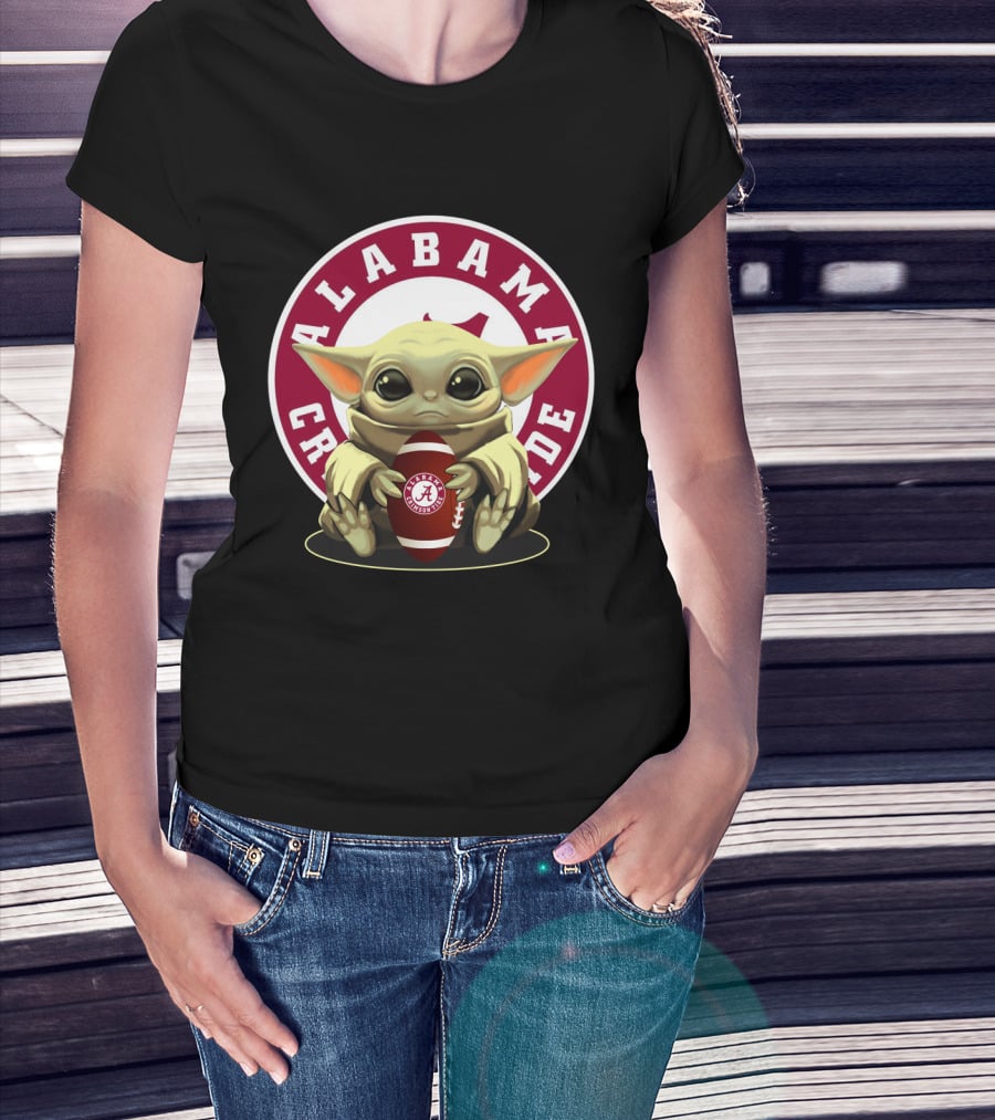 Alabama Crimson Tide Baby Yoda Football T-Shirt