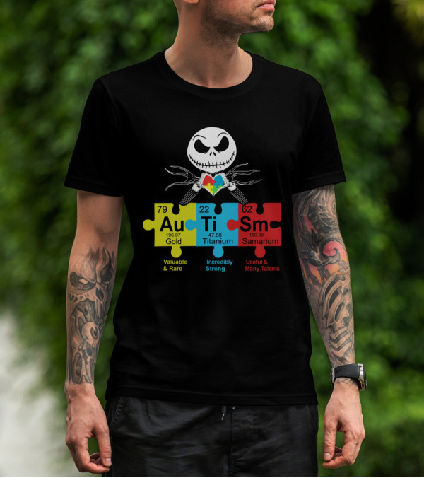 Autism Gold Titanium Samarium Jack Skellington Puzzle Elements T-Shirt