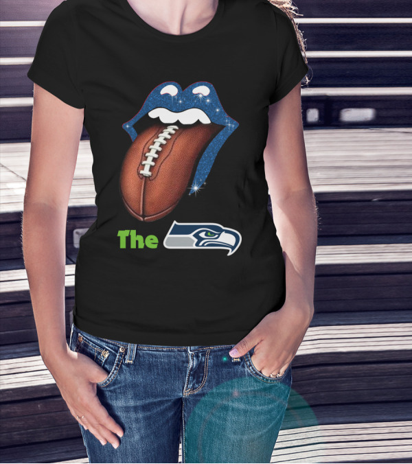 The Seahawks Sparkling Tongue With Football Smile T-Shirt