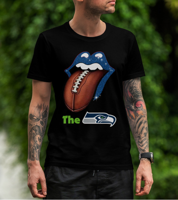 The Seahawks Sparkling Tongue With Football Smile T-Shirt