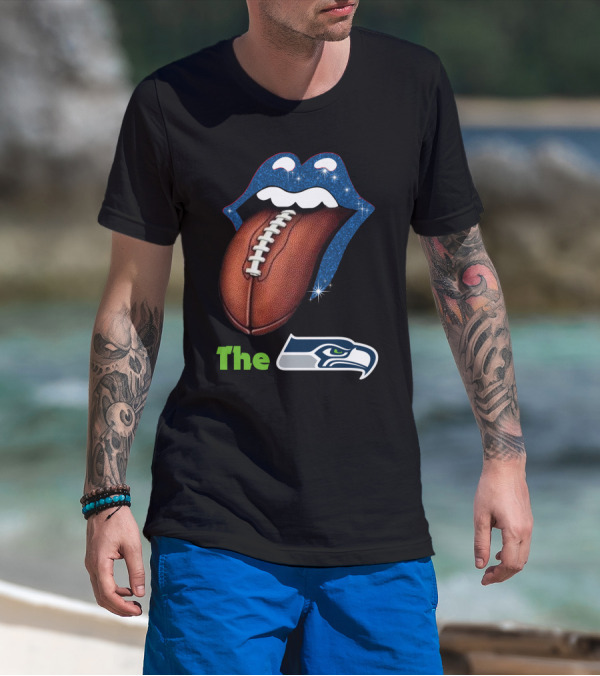 The Seahawks Sparkling Tongue With Football Smile T-Shirt