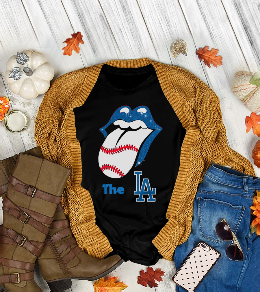 The LA Smile Dodgers Baseball Tongue T-Shirt