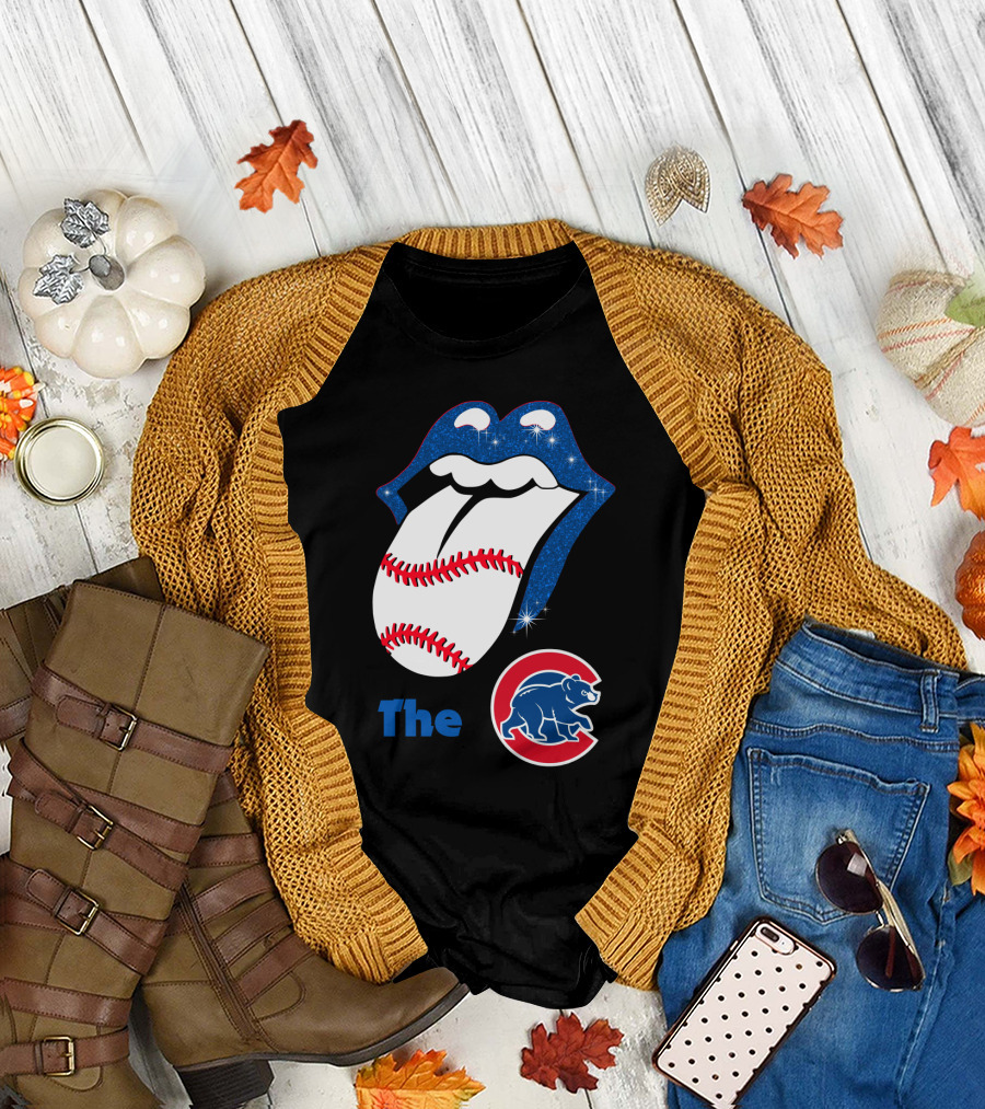The Smile Cubs Baseball Tongue and Bear T-Shirt