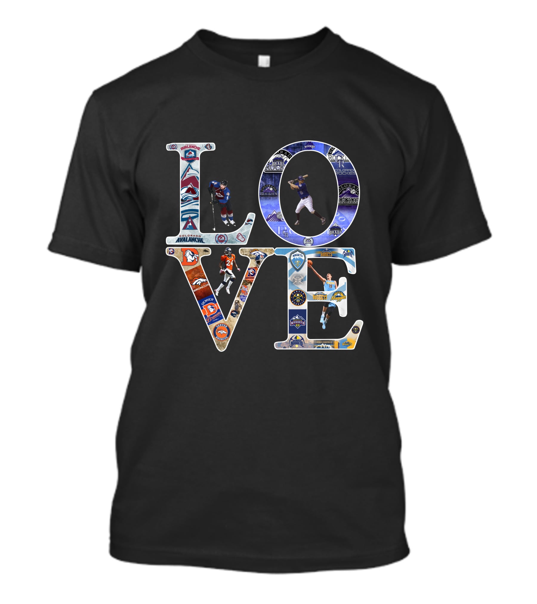 LOVE Denver Sports Broncos Rockies Nuggets Avalanche T-Shirt