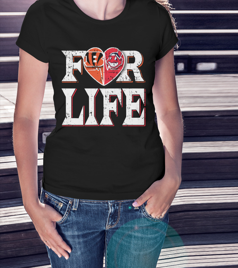 For Life Bengals Indians Heart T-Shirt