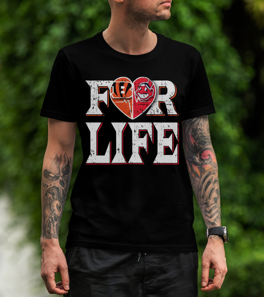 For Life Bengals Indians Heart T-Shirt
