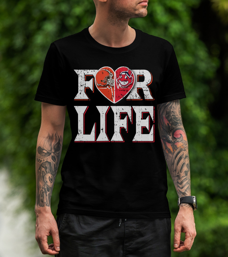 For Life Browns Indians Heart T-Shirt