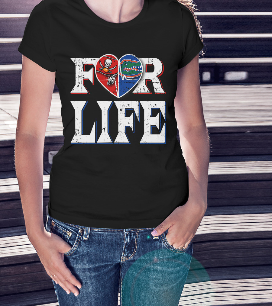 For Life Buccaneers Gators Heart Shape T-Shirt