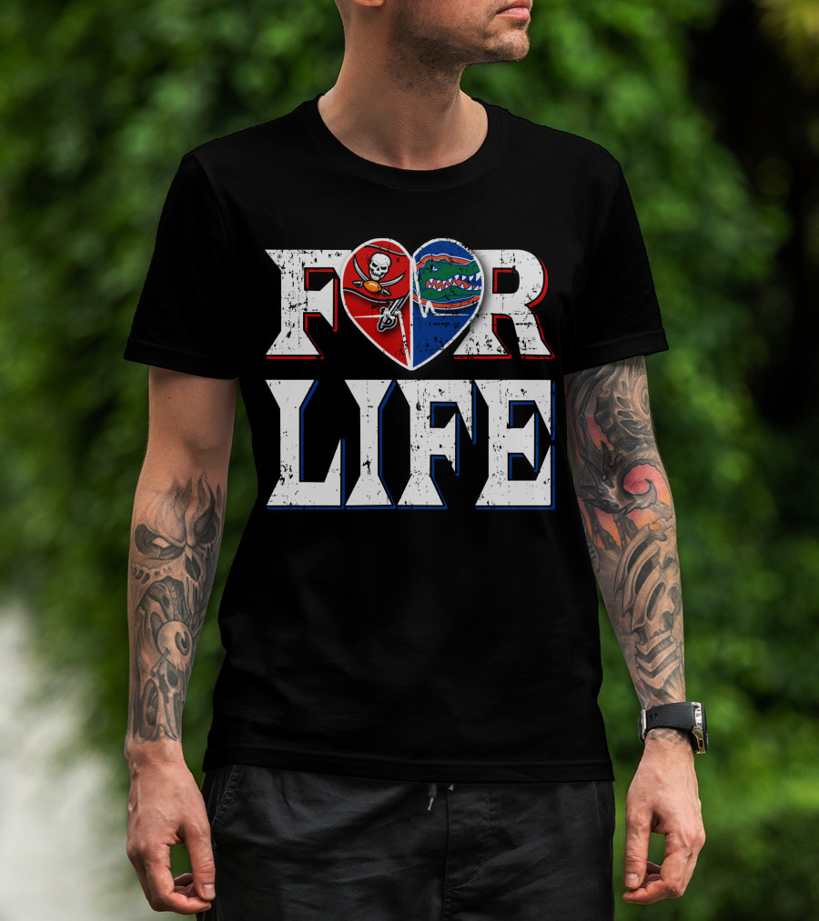 For Life Buccaneers Gators Heart Shape T-Shirt