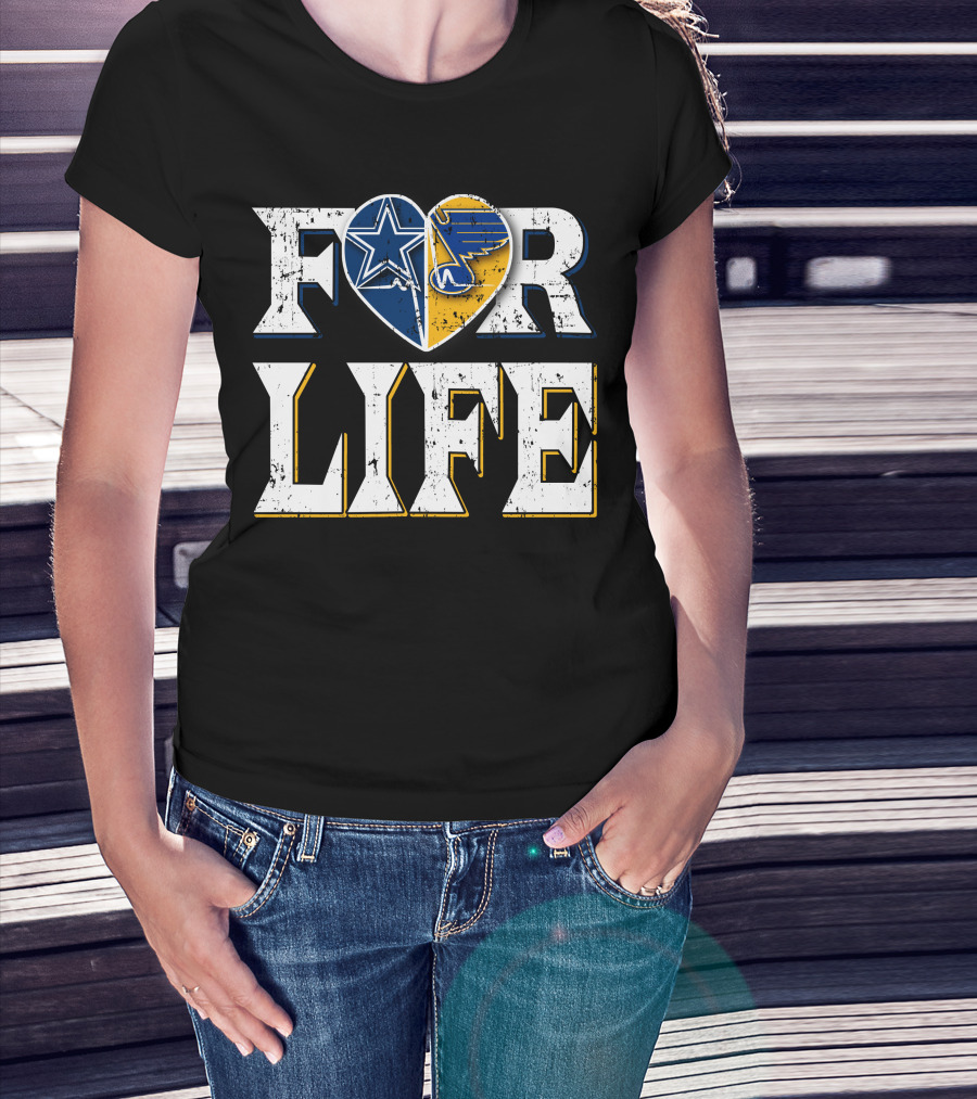 For Life Cowboys Blues Heart Star T-Shirt