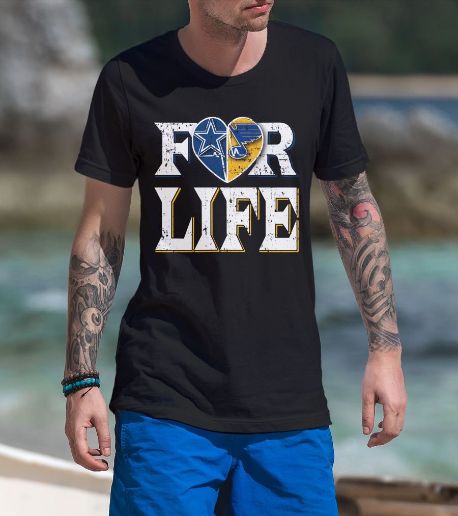For Life Cowboys Blues Heart Star T-Shirt
