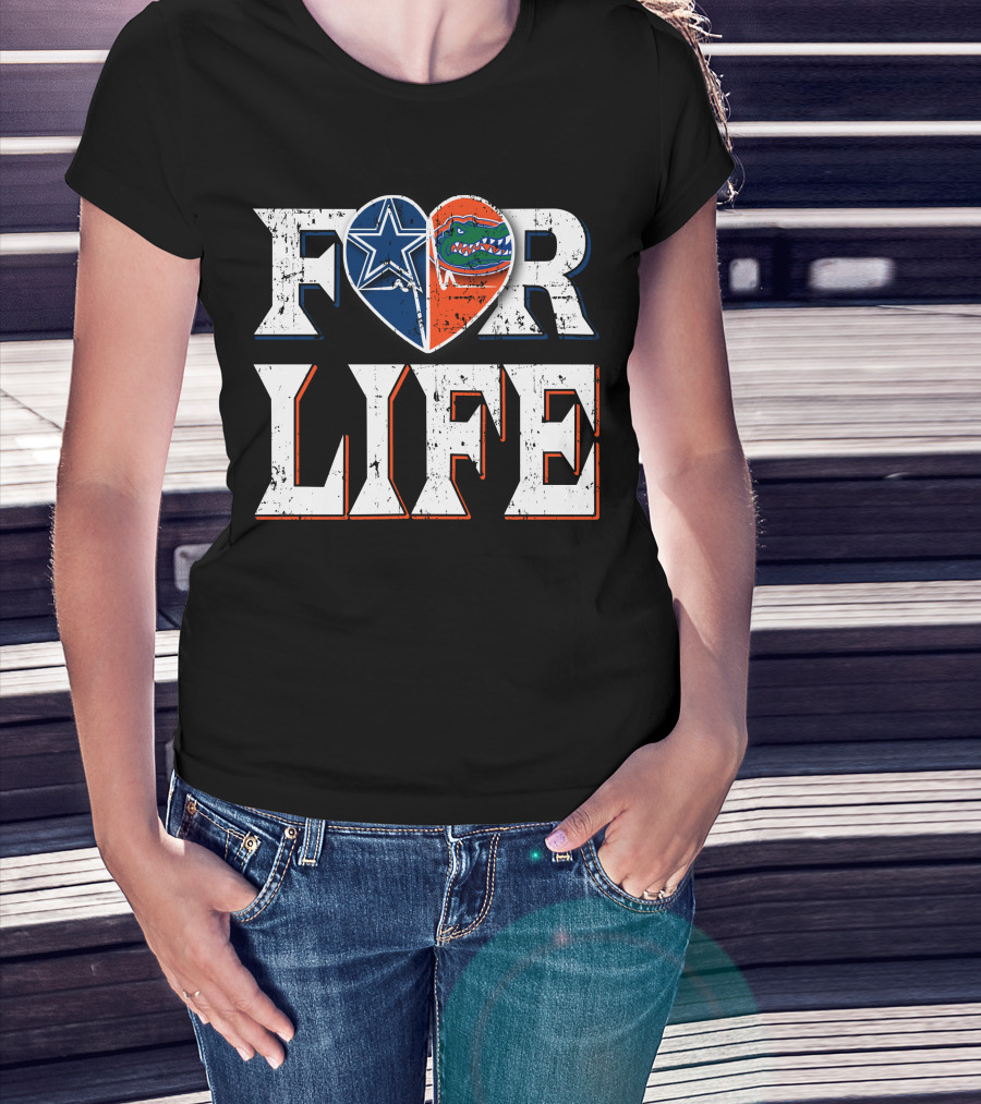 For Life Cowboys Gators Heart T-Shirt