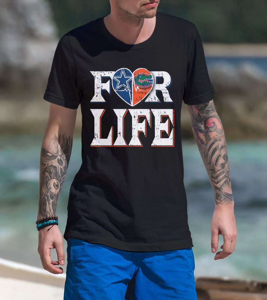 For Life Cowboys Gators Heart T-Shirt