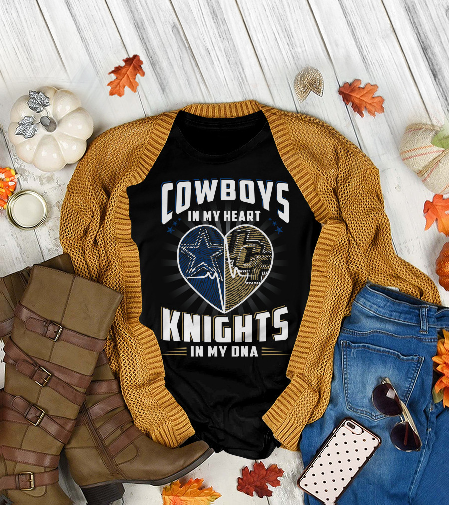 COWBOYS IN MY HEART KNIGHTS IN MY DNA T-Shirt