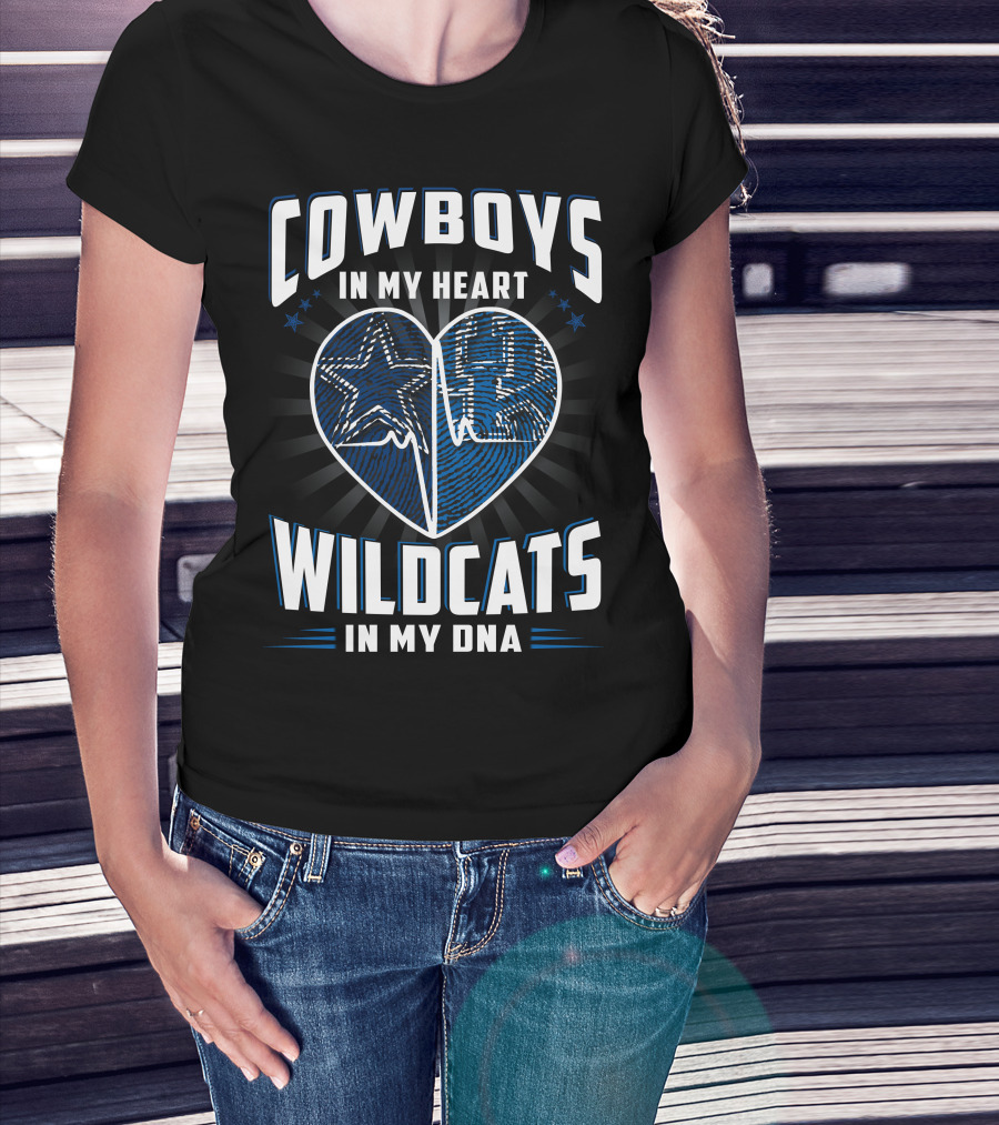 Cowboys In My Heart Wildcats In My Dna T-Shirt