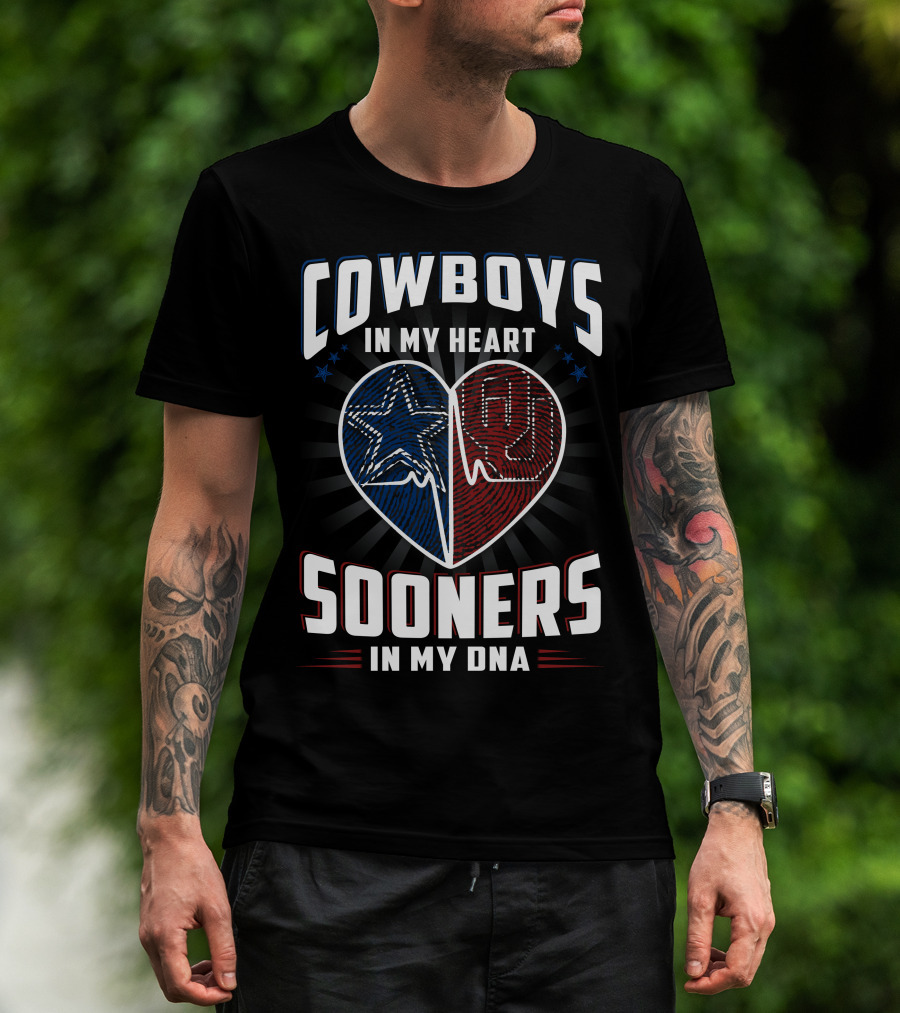 Cowboys In My Heart Sooners In My Dna T-Shirt