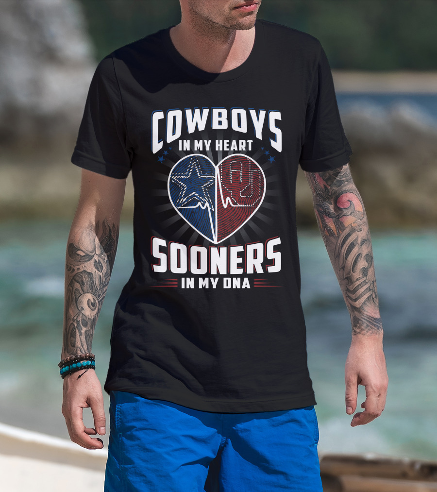 Cowboys In My Heart Sooners In My Dna T-Shirt
