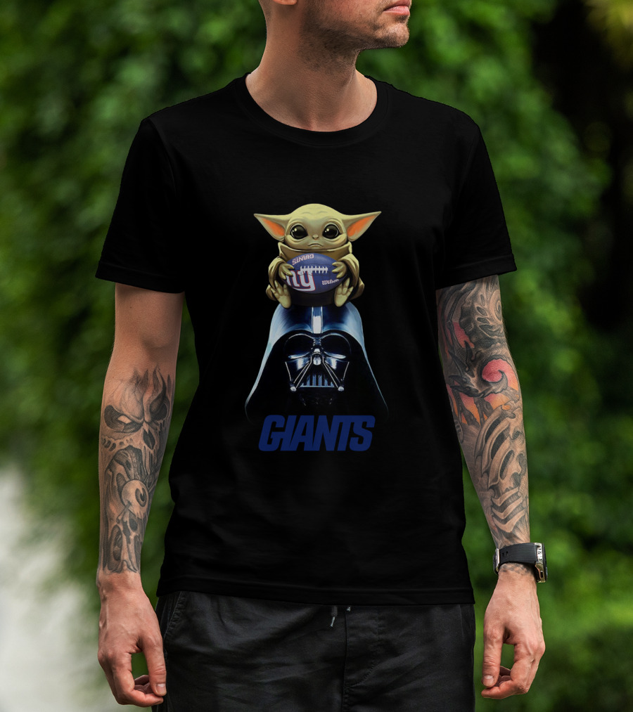 Baby Yoda Giants Football Darth Vader Crossover Nyg Nfl T-Shirt